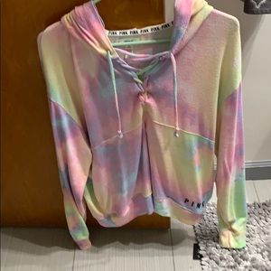 Pink tie dye hooded sweatshirt